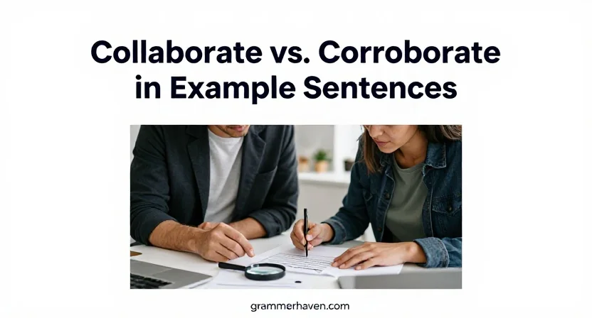 Collaborate vs. Corroborate in Example Sentences