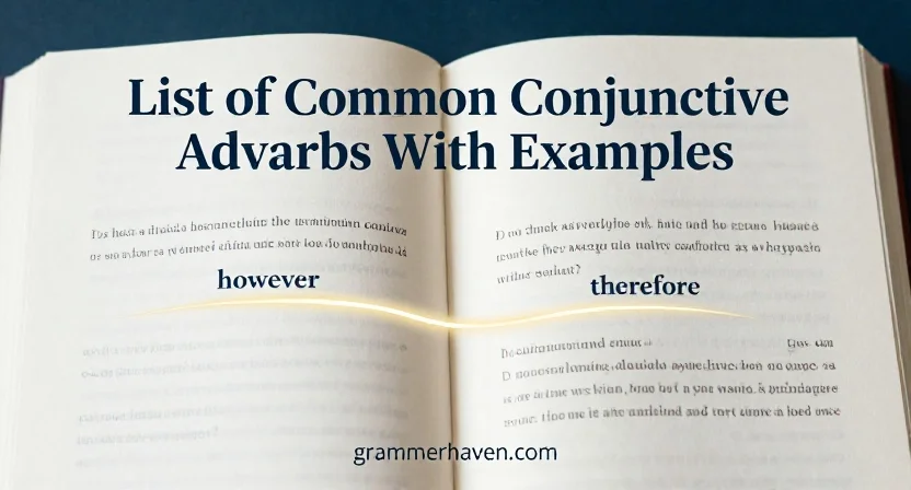 List of Common Conjunctive Adverbs With Examples